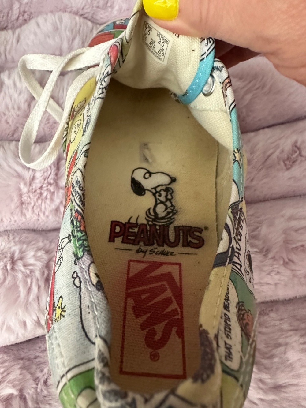 PEANUTS VANS Womens 9 Mens 7.5 Red Barron Pumpkin Depressed Psychiatric Snoopy - Picture 6 of 16